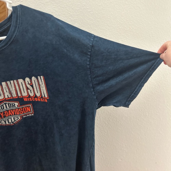 Harley Davidson Mens T-Shirt 2XL Blue Zips 45th Parallel Mackinac Island MI 2016 - Picture 9 of 10